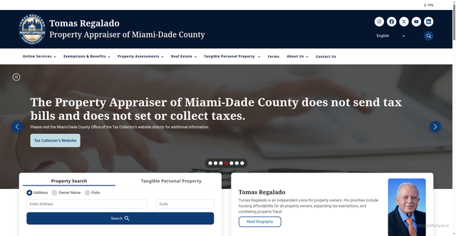 Security scan screenshot of https://www.miamidadepa.gov