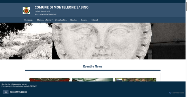 Security scan screenshot of https://www.comune.monteleonesabino.ri.it/hh/index.php