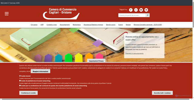 Security scan screenshot of https://www.caor.camcom.it/