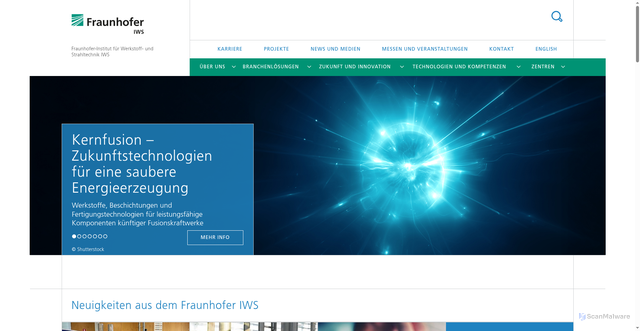 Security scan screenshot of https://www.iws.fraunhofer.de/