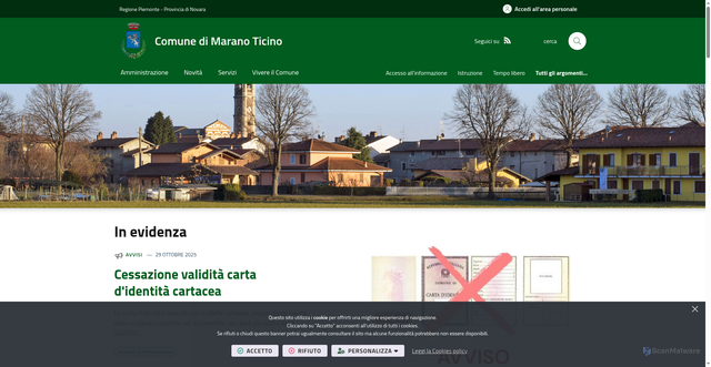 Security scan screenshot of https://www.comune.maranoticino.no.it/it-it/home