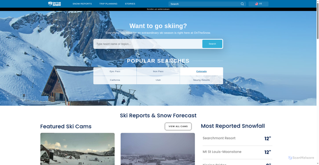 Security scan screenshot of https://onthesnow.com