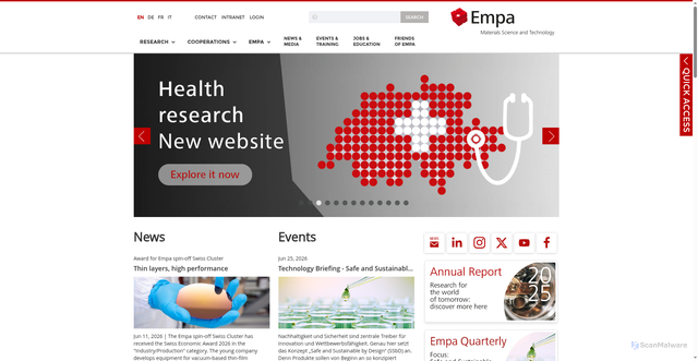 Security scan screenshot of http://www.empa.ch