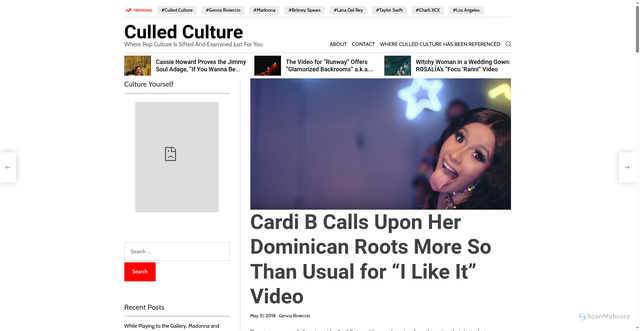 Security scan screenshot of https://www.culledculture.com/cardi-b-i-like-it-video/