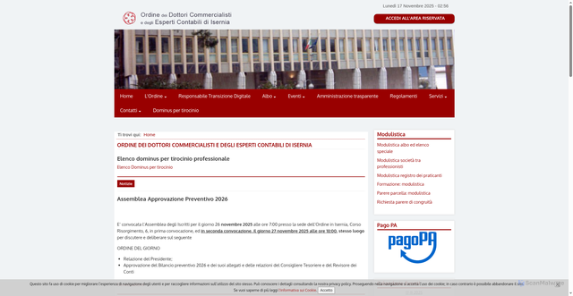 Security scan screenshot of https://www.odcec.isernia.it/