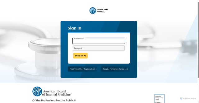 Security scan screenshot of https://identitysts.abim.org