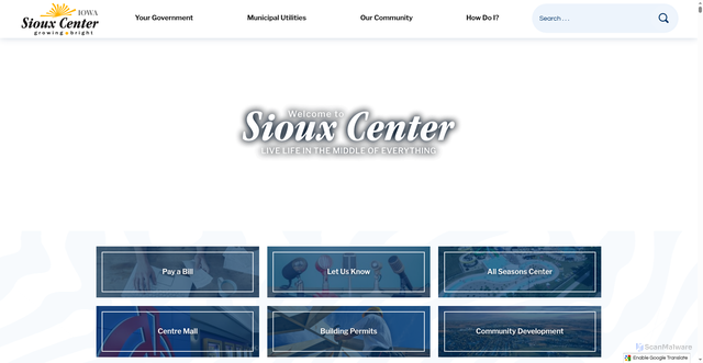 Security scan screenshot of https://www.siouxcenter.org/
