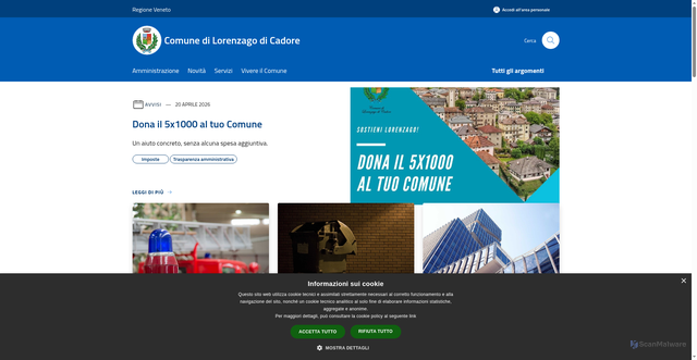 Security scan screenshot of https://www.comune.lorenzagodicadore.bl.it
