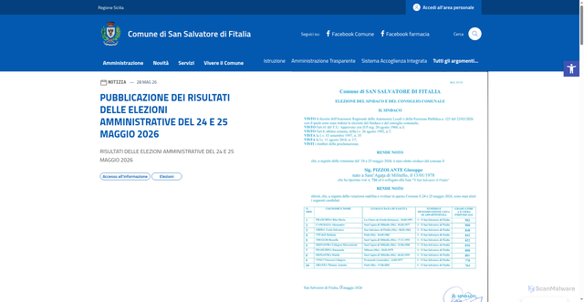 Security scan screenshot of https://comune.sansalvatoredifitalia.me.it
