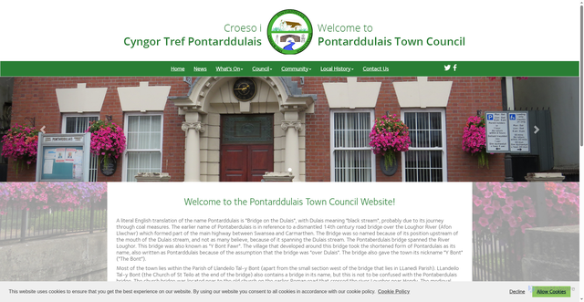 Security scan screenshot of http://www.pontarddulaistowncouncil.gov.uk/