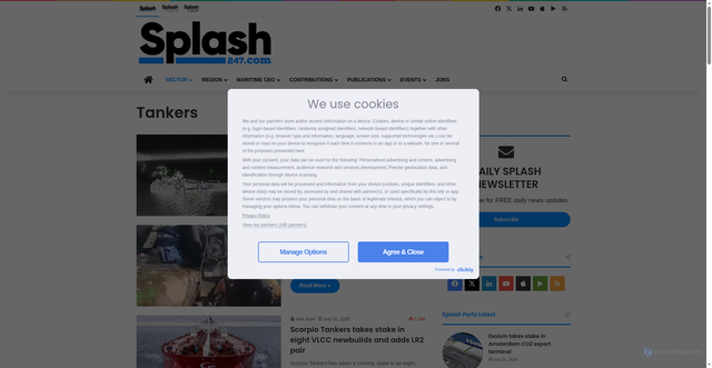 Security scan screenshot of https://splash247.com/category/sector/tankers/