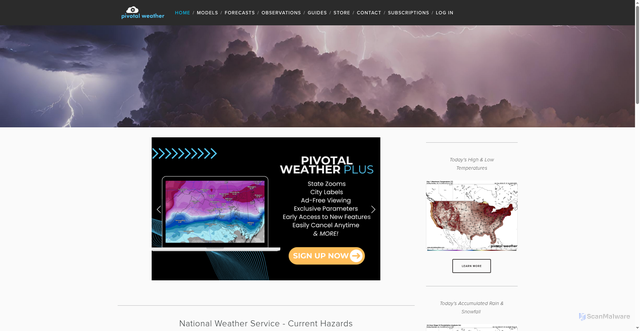 Security scan screenshot of https://home.pivotalweather.com/