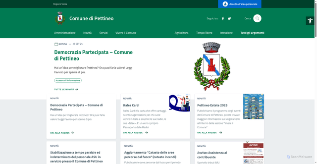 Security scan screenshot of https://www.comune.pettineo.me.it/