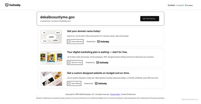 Security scan screenshot of https://dekalbcountymo.gov/