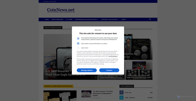 Security scan screenshot of https://www.coinnews.net/