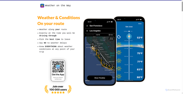 Security scan screenshot of https://weatherontheway.app