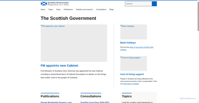 Security scan screenshot of http://www.scotland.gov.uk