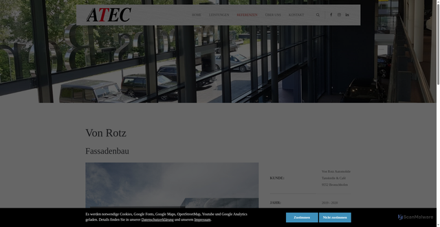 Security scan screenshot of https://atec-metallbau.ch/details-fassadenbau/von-rotz.html