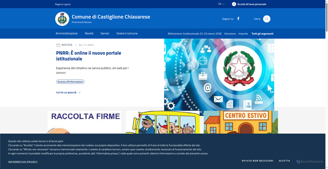 Security scan screenshot of https://www.comune.castiglione-chiavarese.ge.it