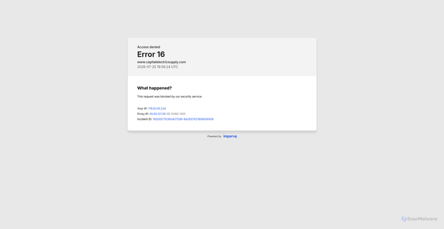 Security scan screenshot of https://capitalelectricsupply.com