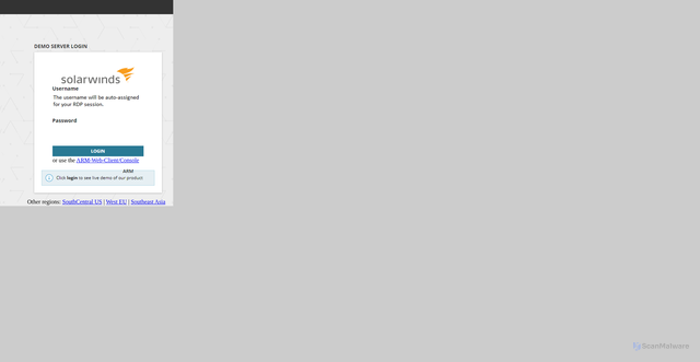 Security scan screenshot of https://armdemoapac.solarwinds.com