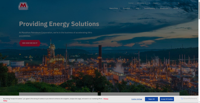 Security scan screenshot of https://www.marathonpetroleum.com/