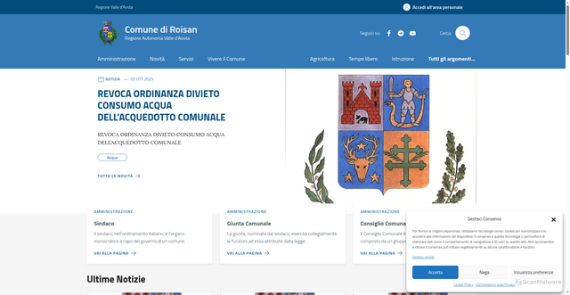 Security scan screenshot of https://www.comune.roisan.ao.it/