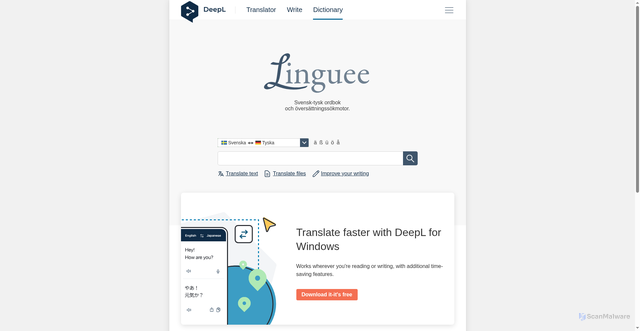 Security scan screenshot of https://linguee.se