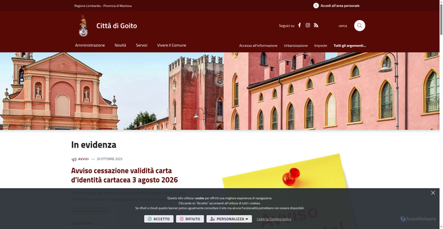 Security scan screenshot of https://www.comune.goito.mn.it/it-it/home