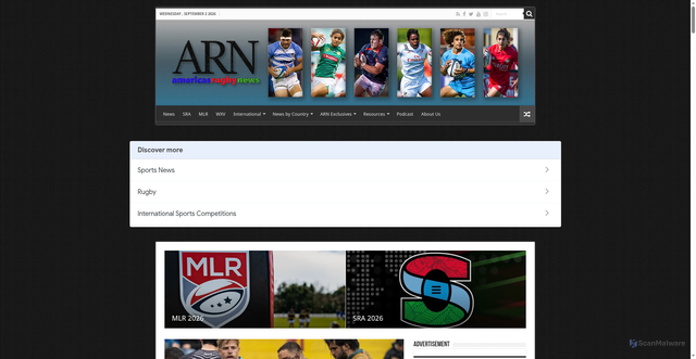 Security scan screenshot of https://www.americasrugbynews.com
