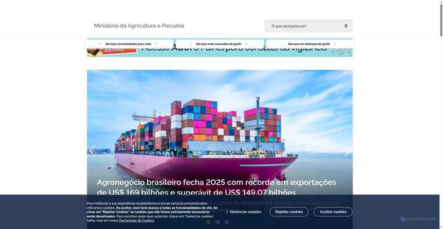 Security scan screenshot of https://www.agro.gov.br/