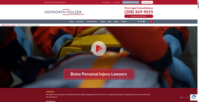 Security scan screenshot of https://hepworthholzer.com/boise-personal-injury-lawyers/