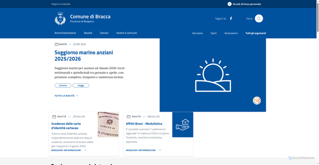 Security scan screenshot of https://www.comune.bracca.bg.it/home/index.html