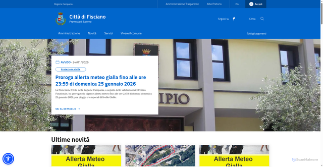 Security scan screenshot of https://www.comune.fisciano.sa.it/