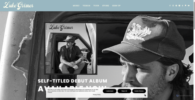 Security scan screenshot of https://www.lukegrimesmusic.com/