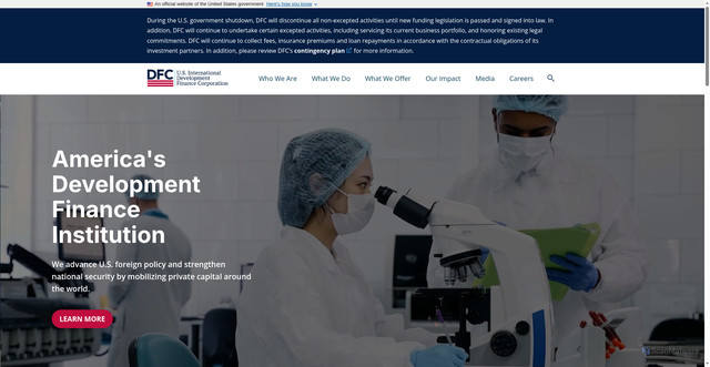 Security scan screenshot of https://www.dfc.gov/