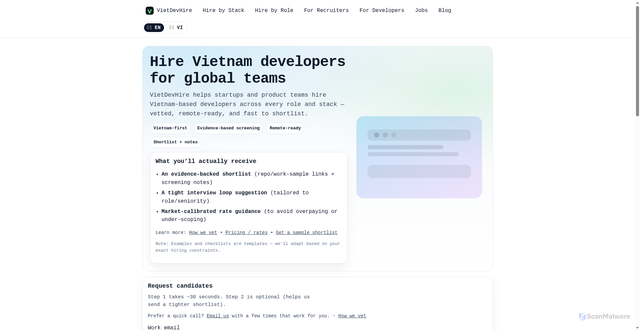 Security scan screenshot of http://vietdevhire.com/