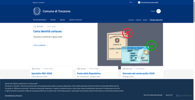Security scan screenshot of https://www.comune.trezzone.co.it