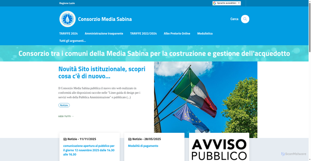 Security scan screenshot of https://www.consorziomediasabina.it/