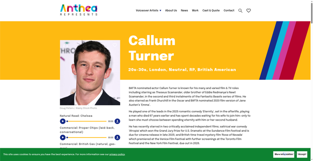Security scan screenshot of https://anthearepresents.com/artist/callum-turner