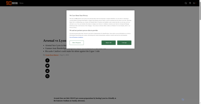Security scan screenshot of https://www.90min.com/arsenal-vs-lyon-preview-predictions-lineups-11-8-24