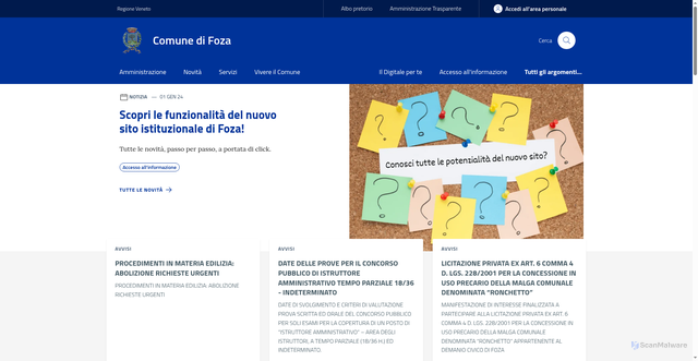 Security scan screenshot of https://www.comune.foza.vi.it/