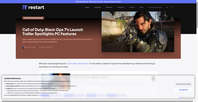 Security scan screenshot of https://www.restart.run/articles/call-of-duty-black-ops-7-s-launch-trailer-spotlights-pc-features