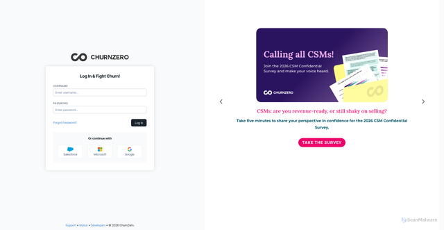 Security scan screenshot of https://ambition.us1app.churnzero.net