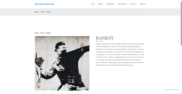 Security scan screenshot of https://reviakin.com/artists/banksy/