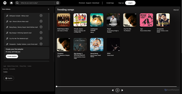 Security scan screenshot of https://www.spotify-clone-psi-two.vercel.app/