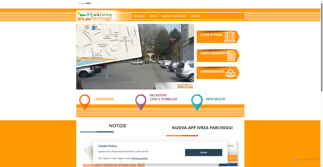 Security scan screenshot of https://www.ivreaparcheggi.it/