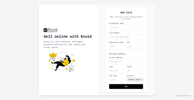 Security scan screenshot of http://ecwid-plans.com/cc.html