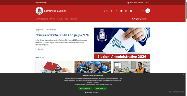 Security scan screenshot of https://www.comune.guspini.su.it