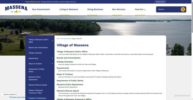 Security scan screenshot of https://massena.us/166/Village-of-Massena